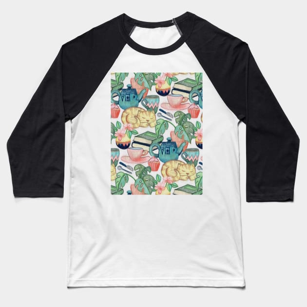 Lazy Afternoon - a chalk pastel illustration pattern Baseball T-Shirt by micklyn